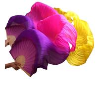 FJOADNVM Belly Dance Fans Chinese Silk Veils Dance Fans Pair Of Belly Dancing Mix Color(Deep Purple,XL-230cm-1pair(2pcs))