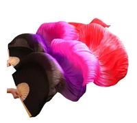 FJOADNVM Belly Dance Fans Chinese Silk Veils Dance Fans Pair Of Belly Dancing Mix Color(Red,S-120cm-1pair(2pcs))