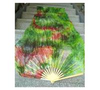 FJOADNVM Belly Dance Fans Professional Belly Dance Silk Fan Veils Black Flower Green Background Dacing Long Fans Multi Size(Sky blue,150cm)