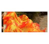 FJOADNVM Belly Dance Fans Professional Belly Dance Silk Fan Veils Black Flower Green Background Dacing Long Fans Multi Size(Silver,210cm)