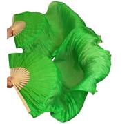 FJOADNVM Belly Dance Fans Style Belly Dance Silk Fan Real Long Fans Handmade Gradient Color(17,150- Imitation Silk)