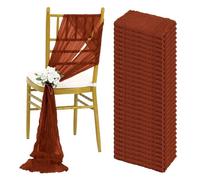 FJOADNVM Chair Sashes 30PCS 30x275cm Wedding Sage green Chair Sashes Decoration Gauze Cheesecloth Bow Cover for Reception Party(30PCS Rust)
