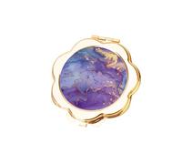 FJOADNVM Folding Mini Cosmetic Mirror 1PC Shallow Gold Flower Shape Double Sided Make-up Mirror Marble Pattern Exquisite Compact Portable(Color-01)