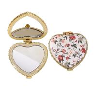 FJOADNVM Folding Mini Cosmetic Mirror 2pcs Heart-Shaped Portable Folding Mirror Double-Sided Compact Makeup For Students Mini Travel(White)