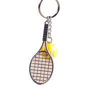 FJOADNVM Keyring Charm Metal Tennis Racket Key Ring Cute Mini Keychain Color Pendant Sport Car Chain Party Jewelry(Yellow)