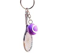 FJOADNVM Keyring Charm Metal Tennis Racket Key Ring Cute Mini Keychain Color Pendant Sport Car Chain Party Jewelry(Purple)