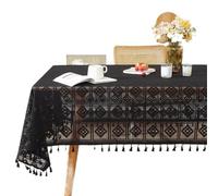 FJOADNVM Lace Tablecloth Lace Tablecloth Retro Crochet Hollowed Out Cover Cloth Household Proof Dining Table Fabric Tassel Desktop Decoration(Black,100X160cm)