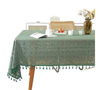 FJOADNVM Lace Tablecloth Lace Tablecloth Retro Crochet Hollowed Out Cover Cloth Household Proof Dining Table Fabric Tassel Desktop Decoration(Green,140X140cm)