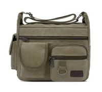 FJOADNVM Messenger Bag Mens Canvas Shoulder Bag Large Capacity Multi-layer Messenger Bag Student Travel Casual Shoulder Bag(Green)