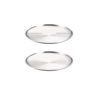 FJOADNVM Metal Dinner Plate 2Pcs Stainless Steel Metal Dining Disc Round Bone Spitting Dish Shallow Tray Gold Silver Fruit Meat Tableware(2Pcs 14cm Silver)