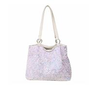 FJOADNVM Sequin Bag Large Capacity Handbag For Women Girls Sparkling Shoulder Bag Shopping Dating Glitter Sequins Underarm Dinner(White)