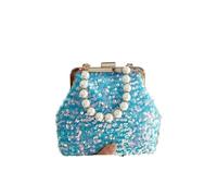 FJOADNVM Sequin Bag Pearl Sequins Luxury Evening Bags For Women Metal Hasp Tote Wedding Party Clutch Shoulder Chain Handbags Shiny Coin Purse Dinner(Blue)