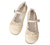 FJOADNVM Women's Ballet Flats Flat Shoes Autumn Pink White Mary Janes Woman Round Toe Buckle Strap Lolita Girls Student Ballet Flats Plus Size(Yellow,35)