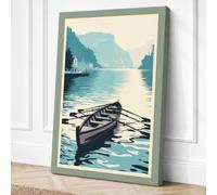 Fjord Crossing Scandinavian Canvas Wall Art Print 24x16 Inch