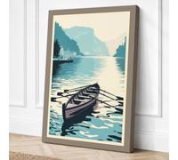 Fjord Crossing Scandinavian Canvas Wall Art Print 24x16 Inch