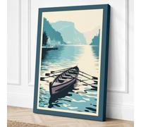Fjord Crossing Scandinavian Canvas Wall Art Print 30x20 Inch