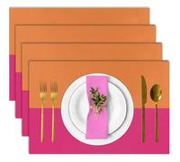 FJPT Orange and Pink Placemats Set of 4 Non-Slip Holiday Seasonal Table Mats for Kitchen Dining Table Holiday Summer Party Decoration 12x18 Inch