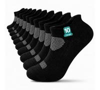 Fjquamitix 10 Pairs Mens Ankle Socks Low Cut Cushioned Toe & Heel Breathable Mesh Mens Trainer Socks Elastic Comfort Fit Crew Socks For Daily Wear (UK, Numeric, 9, 11, Regular, Regular, 10, Black)
