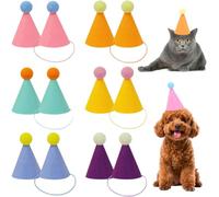 Fjquamitix 12pcs Mini Party Hats for Toy Animals, Vibrant Cone Hats for Stuffed Animals, Dogs, Cats, Rabbits, Puppies - Assorted Colors, 4.1 Inch Pet Birthday Decorations