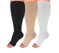 Fjquamitix 2-3 Pack Wide Calf Compression Socks (Black*Nude*White, 3Xl)