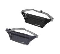 Fjquamitix 2-Pack Running Belt Waist Pack Adjustable Fanny Pack for Men Women Phone Holder Pouch for Workout Hiking Cycling Lightweight Money Belt Gift for Runners & Travel set2 (Black&Grey)