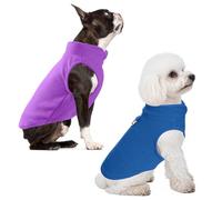 Fjquamitix 2 Pack Small Dog Coat Clothes,Warm and Soft Fleece Vest Jumper Fall Winter Pet Sweater Jacket with Leash D-Ring for Cats Puppy Medium Dogs Chihuahua Dachshund (blue & purple, S)