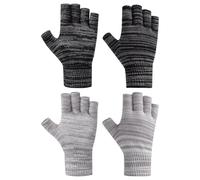 Fjquamitix 2 Pair Fingerless Gloves For Women Men Thickened Knit Touchscreen Stretchy Mittens Multipacks for Working (B2, One Size)