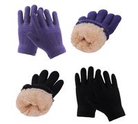 Fjquamitix 2 Pairs Kids Winter Warm Gloves Soft Thermal Knit Gloves with Fleece Lining for Children Ages 5-12 Outdoor Skiing Running (Black+Navy)