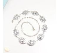 Fjquamitix 2 Pcs Chain Belt for Women Vintage Western Adjustable Boho Cowgirl Waist Belt Metal Decorative for Dresses Skirts (2 Silver)