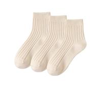 Fjquamitix 3 Pack Slouch Socks Light Brown Cotton Knit Ankle Socks Breathable Soft Running Socks with Cute Design for Daily Wear mid (One Size, Short, Light Brown)