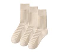 Fjquamitix 3 Pack Slouch Socks Light Brown Cotton Knit Ankle Socks Breathable Soft Running Socks with Cute Design for Daily Wear mid (UK, Alpha, One Size, Regular, Regular, Mid-Calf, Light Brown)