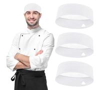 Fjquamitix 3 Pack Unisex Chef Hats Adjustable Cooking Caps with Breathable Mesh Top - Kitchen Food Service Beanie for Kitchen Cooking and Other Work (UK, Alpha, One Size, White)