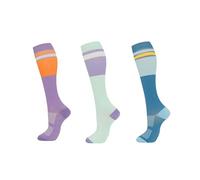 Fjquamitix 3 Pairs Compression Socks for Women& Men 20-30 mmHg Graduated Flight Compression Stockings Knee-High Support Socks for Athletic, Pregnancy, Varicose Veins (Purple, green, blue, L/XL)