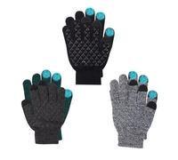 Fjquamitix 3 Pairs Kids Winter Sports Gloves Soft Warm Non-slip Gloves Thermal Touch Screen Glove for Children Outdoor Skiing Football Running Ages 5-8 (Black+Grey+Dark Grey)