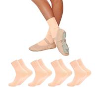 Fjquamitix 4 Pairs Ballet Socks for Girls Women, 100% Nylon Seamless Dance Socks, Stretchable Ballet Socks for Ballet Jazz Yoga (UK, Age, 3 Years, 4 Years, Regular, ballet pink)