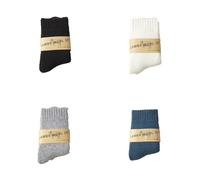 Fjquamitix 4 Pairs Thermal Merino Wool Socks for Kids,Boys Toddlers Girls Thick Warm Winter Walking Heavy Cosy Crew Hiking Boot Socks (UK, Age, 3 Years, 5 Years, Regular, Black+White+Light Grey+Blue)