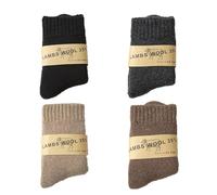Fjquamitix 4 Pairs Thermal Merino Wool Socks for Kids,Boys Toddlers Girls Thick Warm Winter Walking Heavy Cosy Crew Hiking Boot Socks (UK, Age, 3 Years, 5 Years, Regular, Black+Dark Grey+Khaki+Brown)
