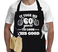 Fjquamitix 40th 45th 50th 55th 60th Birthday Gift for Men, Adjustable Apron with 3 Pockets, Bbq Grill Christmas Funny Gift for Him, Dad and Husband (60th)