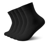 Fjquamitix 5 Pairs Women Crew Socks, Soft Breathable Ladies Ankle Socks for Work and Casual, Size 4-9 (5*Black)