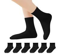 Fjquamitix 6 Pairs Boys Girls School Socks, Soft Cotton Seamless Athletic Breathable Crew Socks for Kids, Children Aged 2-15 Years, Everyday Wear & Sports (UK, Age, 7 Years, 9 Years, Regular, Black)