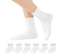 Fjquamitix 6 Pairs Boys Girls School Socks, Soft Cotton Seamless Athletic Breathable Crew Socks for Kids, Children Aged 2-15 Years, Everyday Wear & Sports (UK, Age, 7 Years, 9 Years, Regular, White)