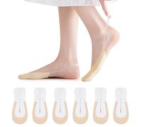 Fjquamitix 6 Pairs Women No Show Socks with Transparent Anti-Slip Straps Half Toe Ultra Low Cut Invisible Liner Socks for Loafers High Heels Breathable Non-Slip 3-5 (Skin Color)