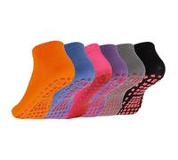 Fjquamitix 6Pairs Non-Slip Yoga & Pilates Socks for Women & Men with Silicone Grip, Breathable Cotton, Universal Size Slippers for Fitness, Ballet, Reformer