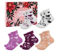 Fjquamitix 6Pcs Fluffy Socks,Christmas Gifts for Women, Mum & Her - Warm Thick Winter Bed Socks (Black White*White Purple*Light Purple*Yellow*Dark Purple)