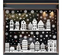 Fjquamitix 9 Sheets Christmas Window Clings Decorations 11.8×7.9 Inch Holiday Decor Static Clings for Glass Doors Home & Office No-Residue Winter Snowflakes & Festive Designs (Houses)