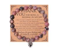 Fjquamitix Anxiety Bracelet,Elastic Beads Crystal Bracelet Natural Stone Healing Bracelets for Women with Heart Charm Message Card for Christmas Birthday Mothers Day Gifts (Red veins)