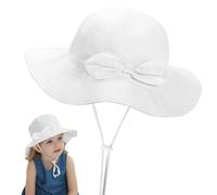 Fjquamitix Baby Sun Hat with Bow-Adjustable Soft Cotton Toddler Bucket Hats for Newborn to 3 Years,Breathable UPF 50+ Summer Cap for Baby Girls & Boys (UK, Alpha, One Size, L, White)