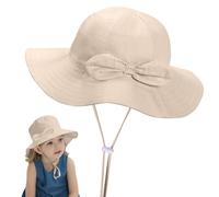 Fjquamitix Baby Sun Hat with Bow-Adjustable Soft Cotton Toddler Bucket Hats for Newborn to 3 Years,Breathable UPF 50+ Summer Cap for Baby Girls & Boys (UK, Alpha, One Size, L, Khaki)