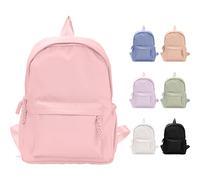 Fjquamitix Backpack for Girls Women High School Book Bag Cute Backpack for Men Teens, Lightweight Simple Middle School Back Pack Daypack (Pink)