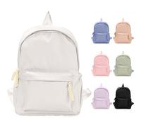 Fjquamitix Backpack for Girls Women High School Book Bag Cute Backpack for Men Teens, Lightweight Simple Middle School Back Pack Daypack (White)